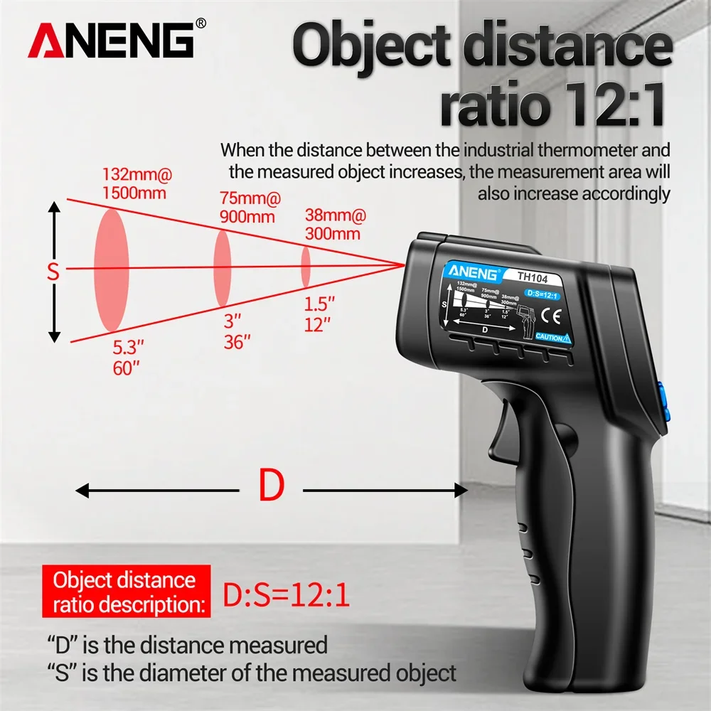 ANENG TH104 Infrared Handheld  - Industrial Laser Thermometer Gun review and price