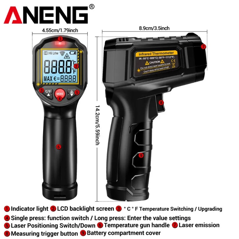 ANENG TH202 Non-contact Infrar - Industrial Laser Thermometer Gun review and price